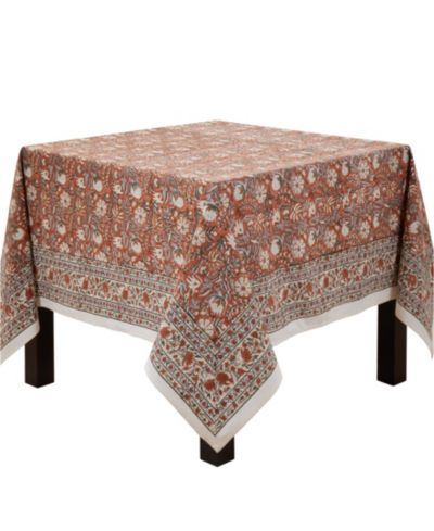 Saro Lifestyle Timeless Floral Cotton Tablecloth, 70" x 70"