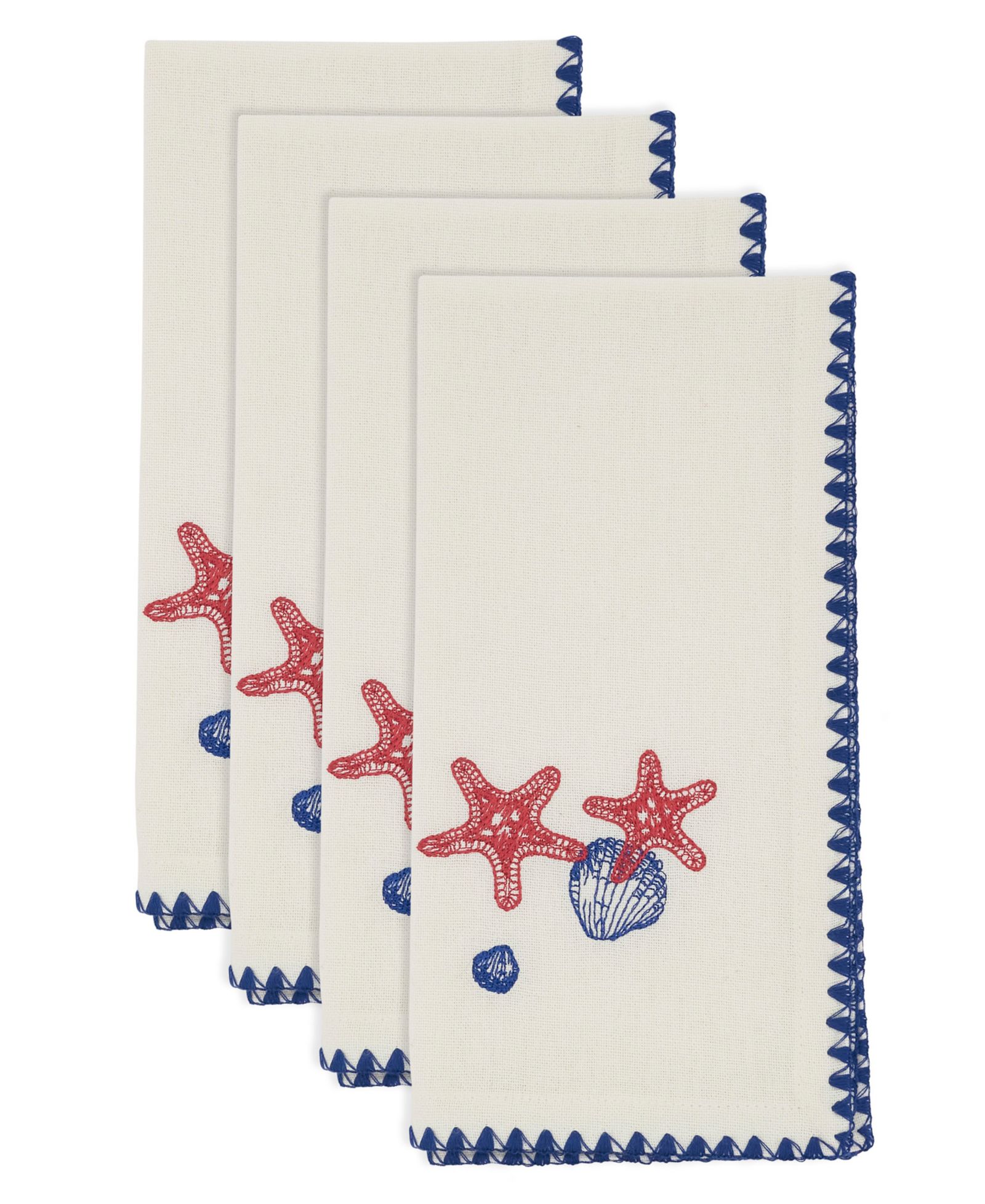 Декоративные хлопковые салфетки Saro Lifestyle Coastal Motif, набор из 4 шт