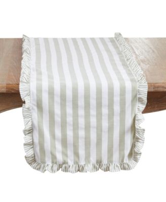 Дорожка на стол Saro Lifestyle Striped Ruffle Edge Cotton, 16" x 72"