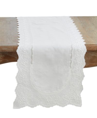 Saro Lifestyle льняная дорожка на стол с вышивкой, 16" x 45"