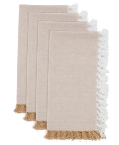 Хлопковые салфетки Saro Lifestyle Fringe Edge, набор из 4 шт