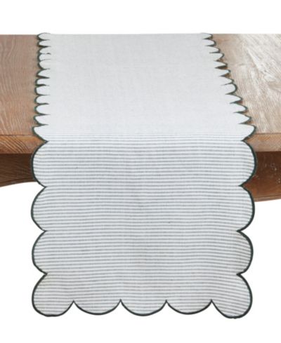 Дорожка на стол Saro Lifestyle из хлопка в полоску с фестончатым краем 16" x 72"