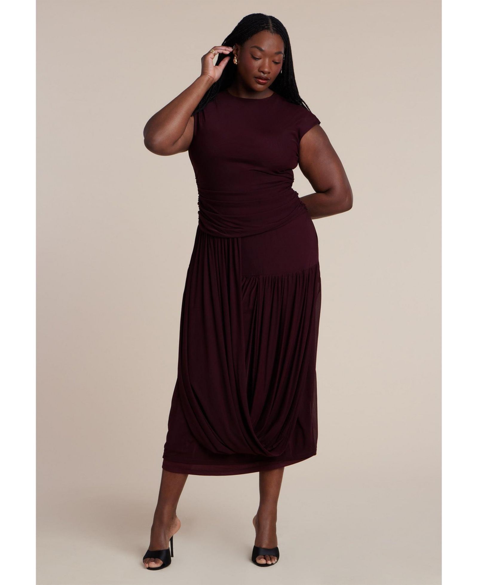 ELOQUII Женское платье Plus Size с драпировкой и сеткой