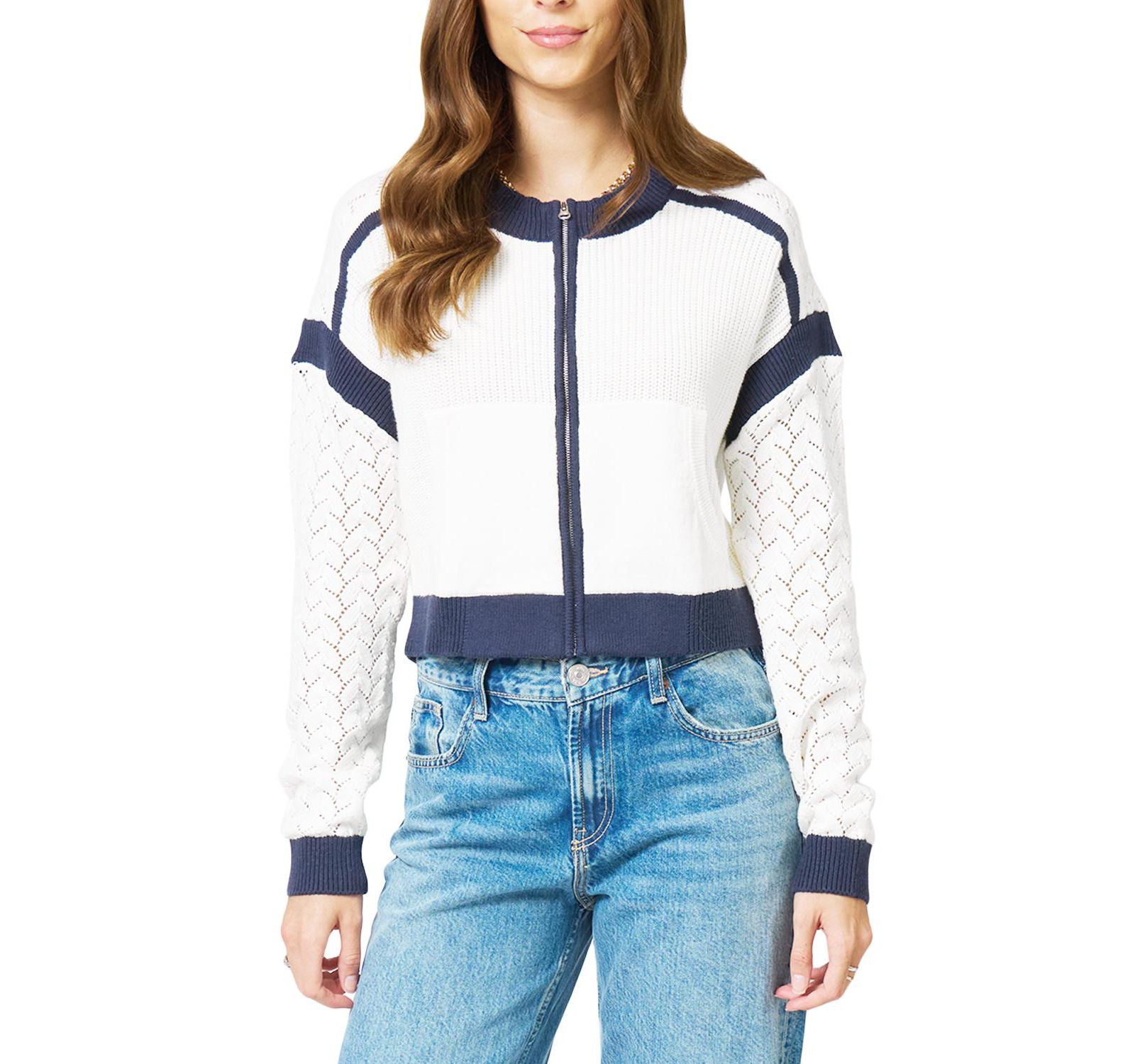 Central Park West Женский Brooklyn Collarless Sweater Bomber