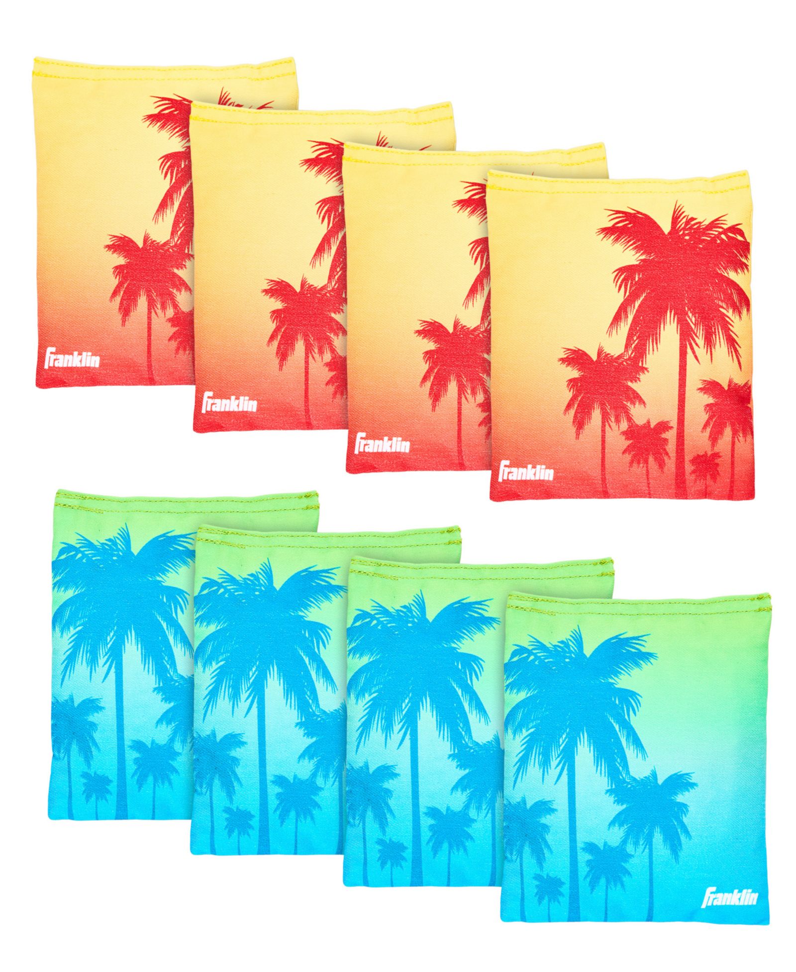 Franklin Sports Tropical Themed Official Size Double-Stitched Canvas Bean Bags, 6" x 6", 8-Pack, Ages 6+