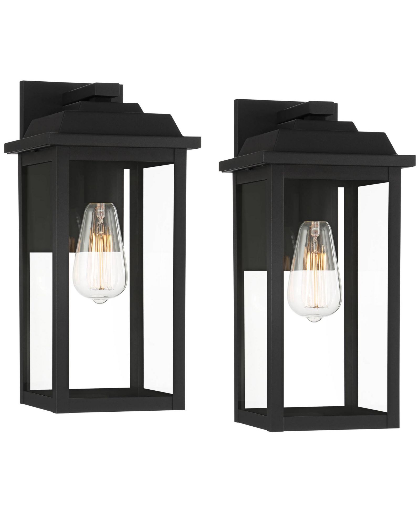 John Timberland Eastcrest Modern Outdoor Wall Light Fixtures Set of 2 Textured Metal 15 Clear Glass for Post Exterior Barn Deck