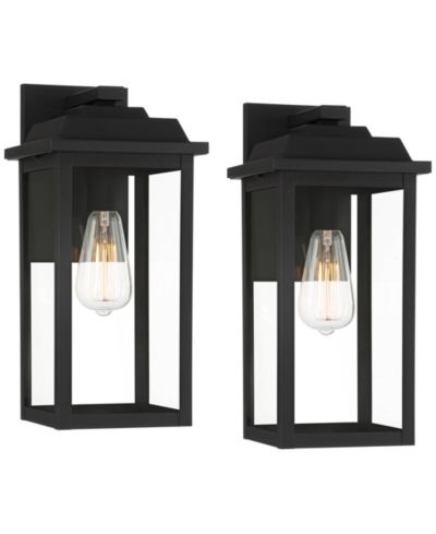 John Timberland Eastcrest Modern Outdoor Wall Light Fixtures Set of 2 Textured Metal 15 Clear Glass for Post Exterior Barn Deck