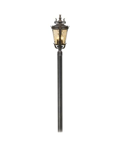 John Timberland Casa Marseille Vintage Rustic Outdoor Post Light Veranda Bronze with Burial Pole  Champagne Hammered Glass for Exterior Barn Deck