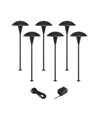 John Timberland Mushroom  High Mid Century Modern 8-Piece Outdoor Landscape Lighting Set Porch House LED Bulb Metal Shade