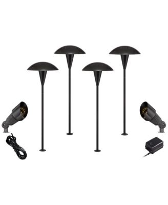 John Timberland Mushroom  High Mid Century Modern 8-Piece Outdoor Landscape Path and Spot Lighting Set Porch LED Bulb