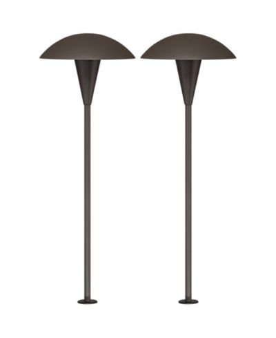 John Timberland Grant  High Mid Century Modern Outdoor Landscape Mushroom Path Lights Porch Set of 2 LED Bulb Bronze Finish