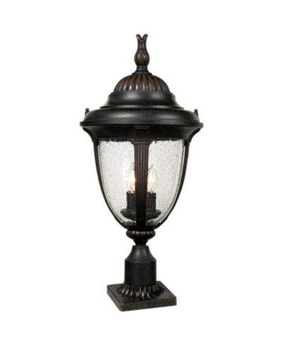 John Timberland Casa Sierra Vintage Rustic Outdoor Post Light Bronze with Pier Adapter 24  Clear Seeded Glass for Exterior Barn Deck House Porch