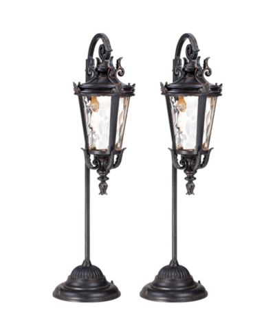 John Timberland Casa Marseille  High Traditional Outdoor Landscape Path Lights Porch Set of 2 LED Bulb Bronze Finish