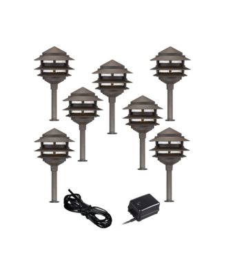 John Timberland Pagoda 17 High Modern 9-Piece Complete Outdoor Landscape Lighting Set Porch LED Bulb  Bronze Finish