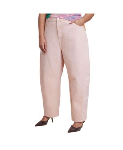ELOQUII Women's Pink Wash Barrel Leg Jean