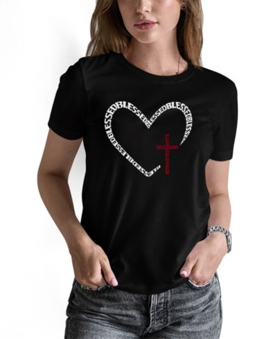 LA Pop Art Women's Blessed Heart Word Art Pullover Top
