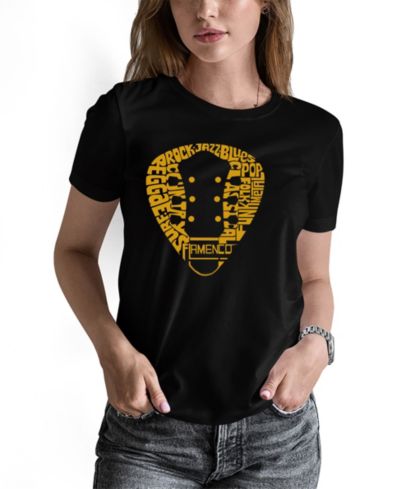 LA Pop Art Women's Guitar Pick Genres Word Art Pullover Top