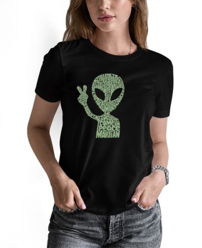 LA Pop Art Women's Peace Alien Word Art Pullover Top