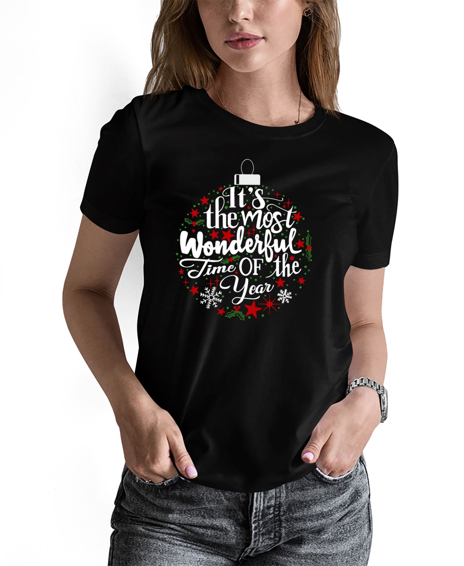 LA Pop Art Women's Christmas Ornament Word Art Pullover Top