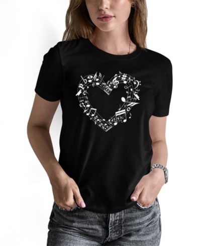 LA Pop Art Women's Sheet Music Heart Word Art Pullover Top