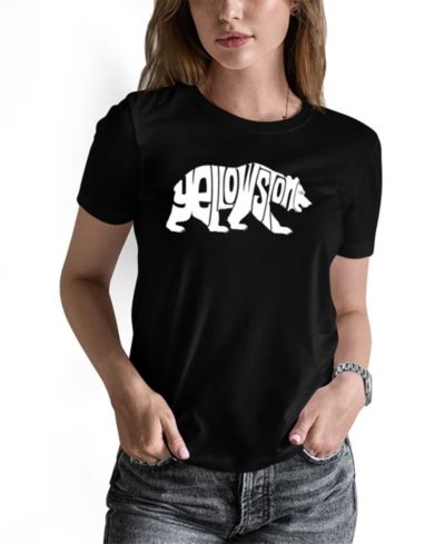 LA Pop Art Women's Yellowstone Bear Word Art Pullover Top