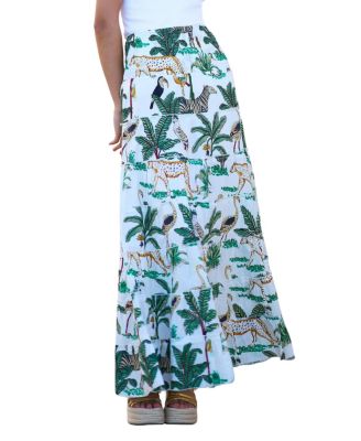 Женская хлопковая юбка-макси Yumi Animal Print Tiered