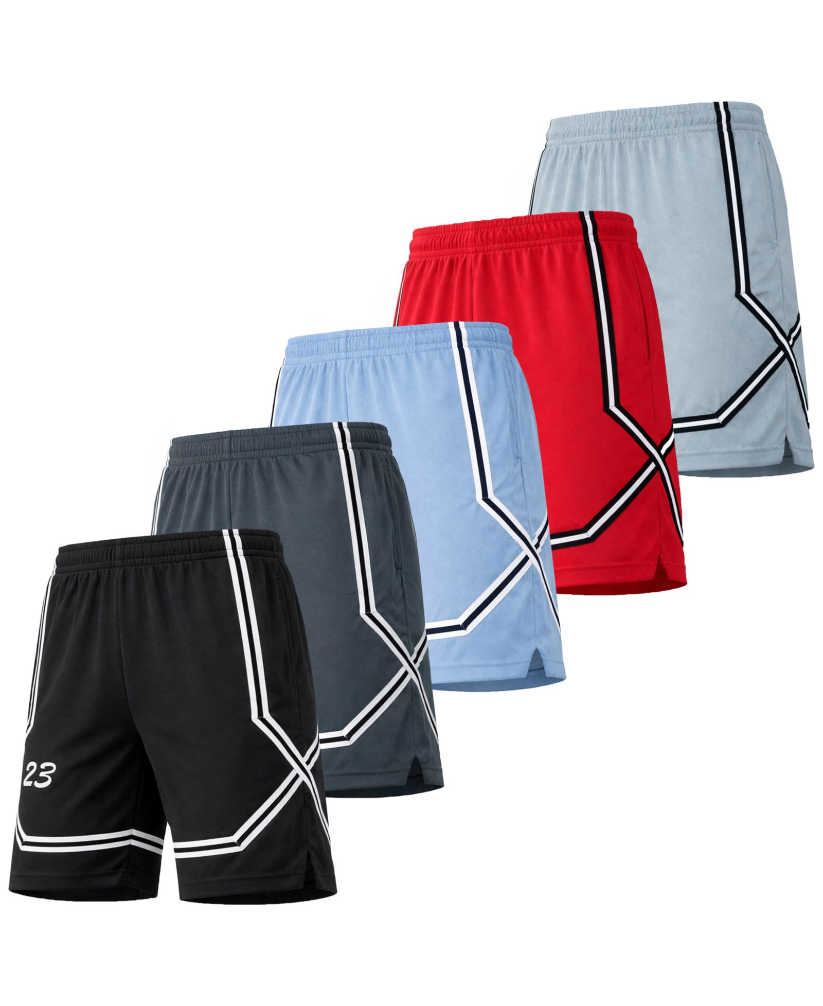 Galaxy By Harvic Men's 5-Pack Moisture Wicking Performance Shorts