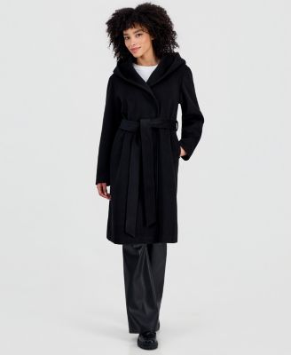 Женское пальто Steve Madden Women's Hooded Tie-Belt Wrap Coat