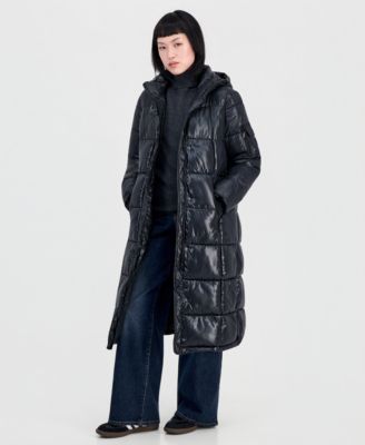Steve Madden женское длинное пуховое пальто с капюшоном