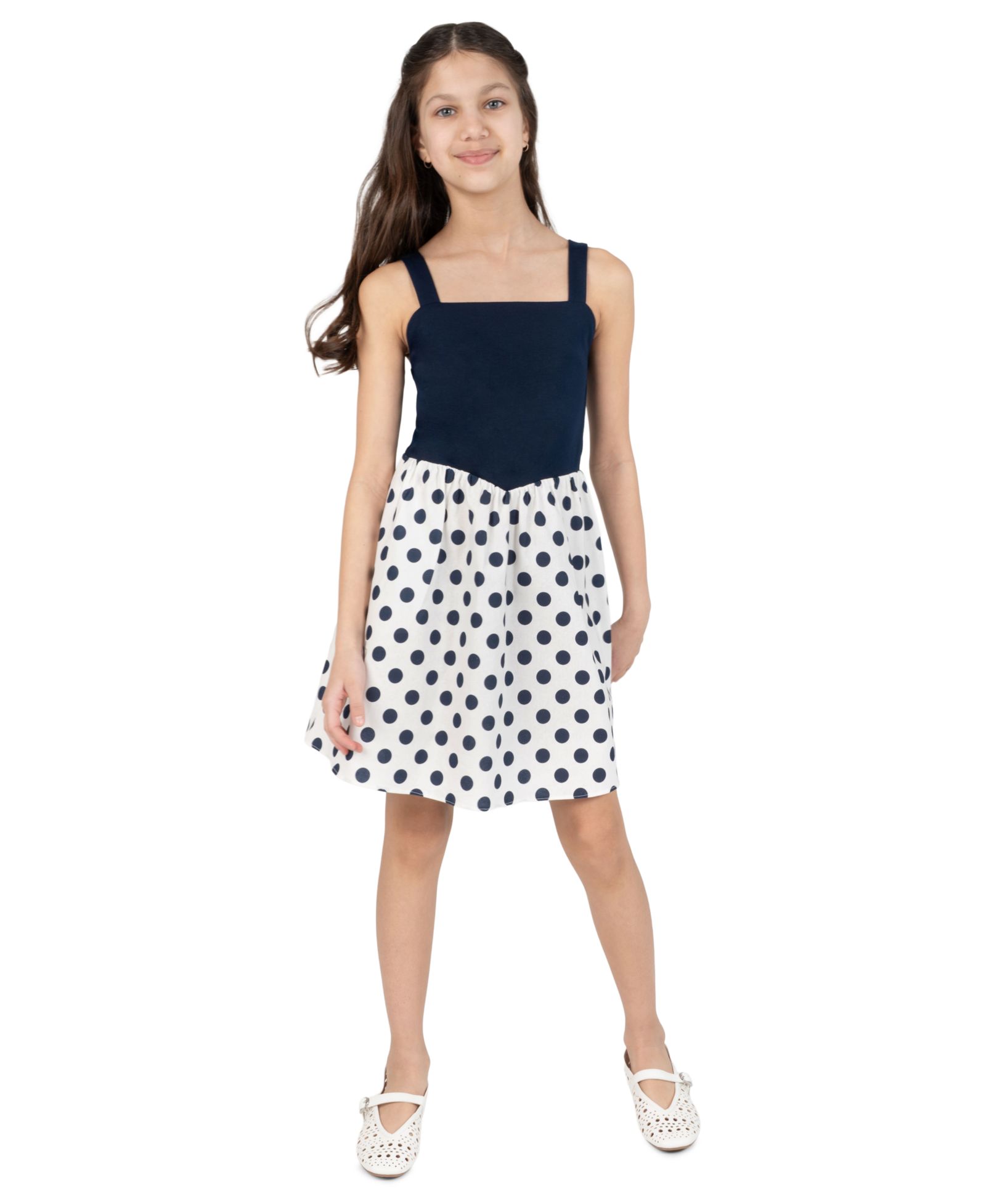 Детское короткое платье Rare Editions 7-16 Knit Ponte To Polka Dot Dropwaist