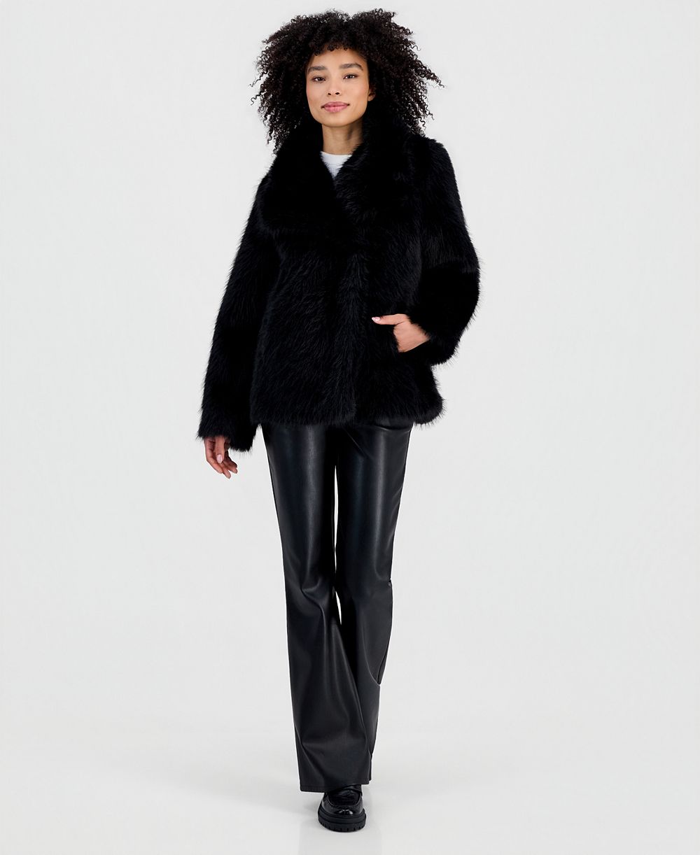 Steve Madden Women's Faux Fur Extended Collar Coat