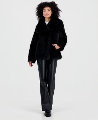 Steve Madden Women's Faux Fur Extended Collar Coat