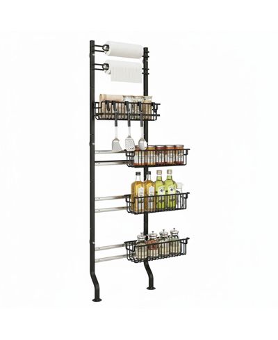 YIGII 6-tier Slim Corner Shelf Spice Rack with Pull-Out Baskets Narrow Storage Organizer for Kitchen Bathroom