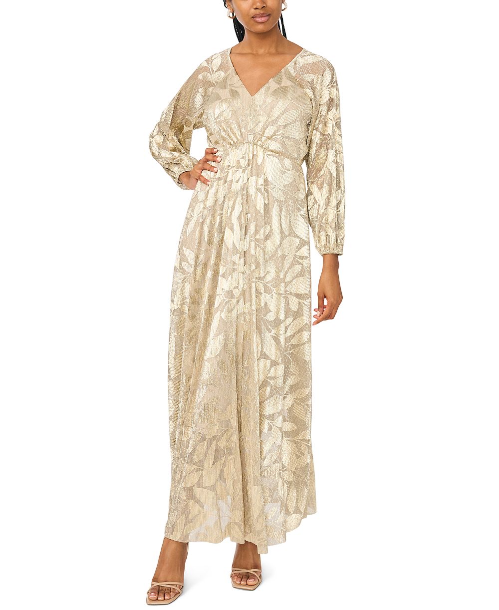 Женское вечернее платье MSK Floral Shimmer Foil Detail V-Neck