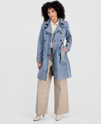 Steve Madden Women's Double-Breasted Denim Trench Coat