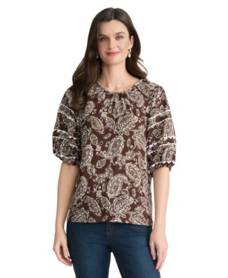 Jones New York Petite топ с принтом и круглым вырезом