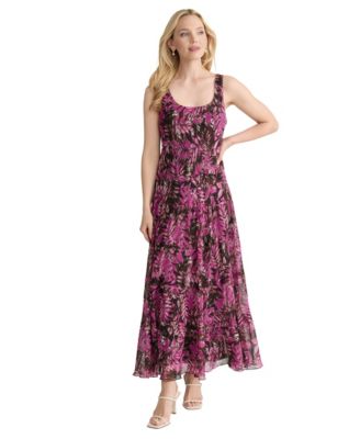 Jones New York Petite Printed Scoop Neck Maxi Dress
