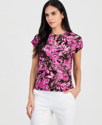 Jones New York Petite топ с круглым вырезом с принтом