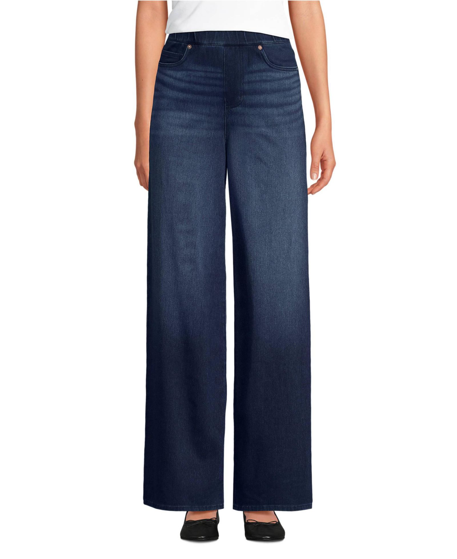 Lands' End Женские джинсы Starfish Denim с высокой посадкой и широкими штанинами