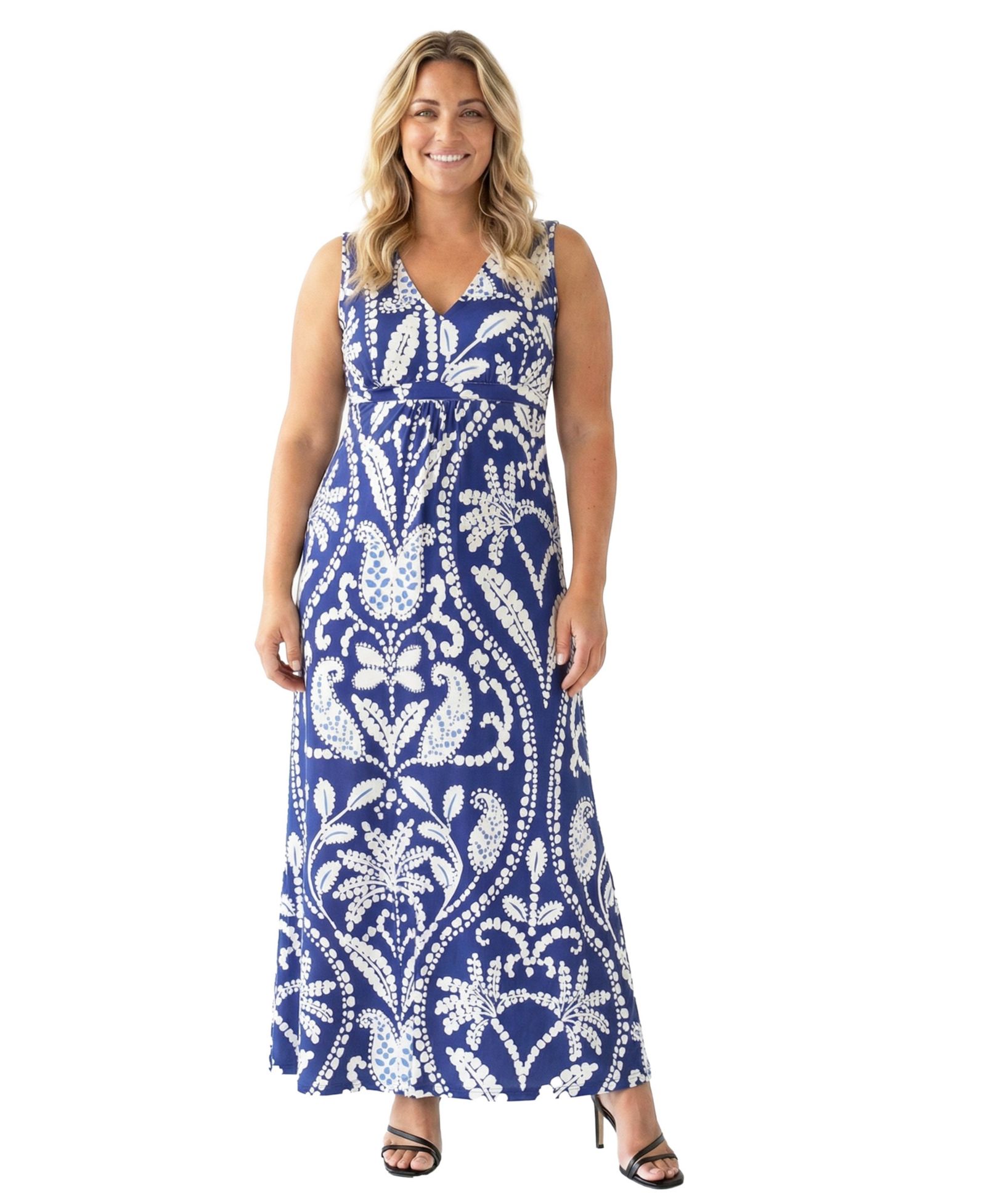 Женское платье 24seven Comfort Apparel Plus Size Essential Curvy Paisley Print Maxi