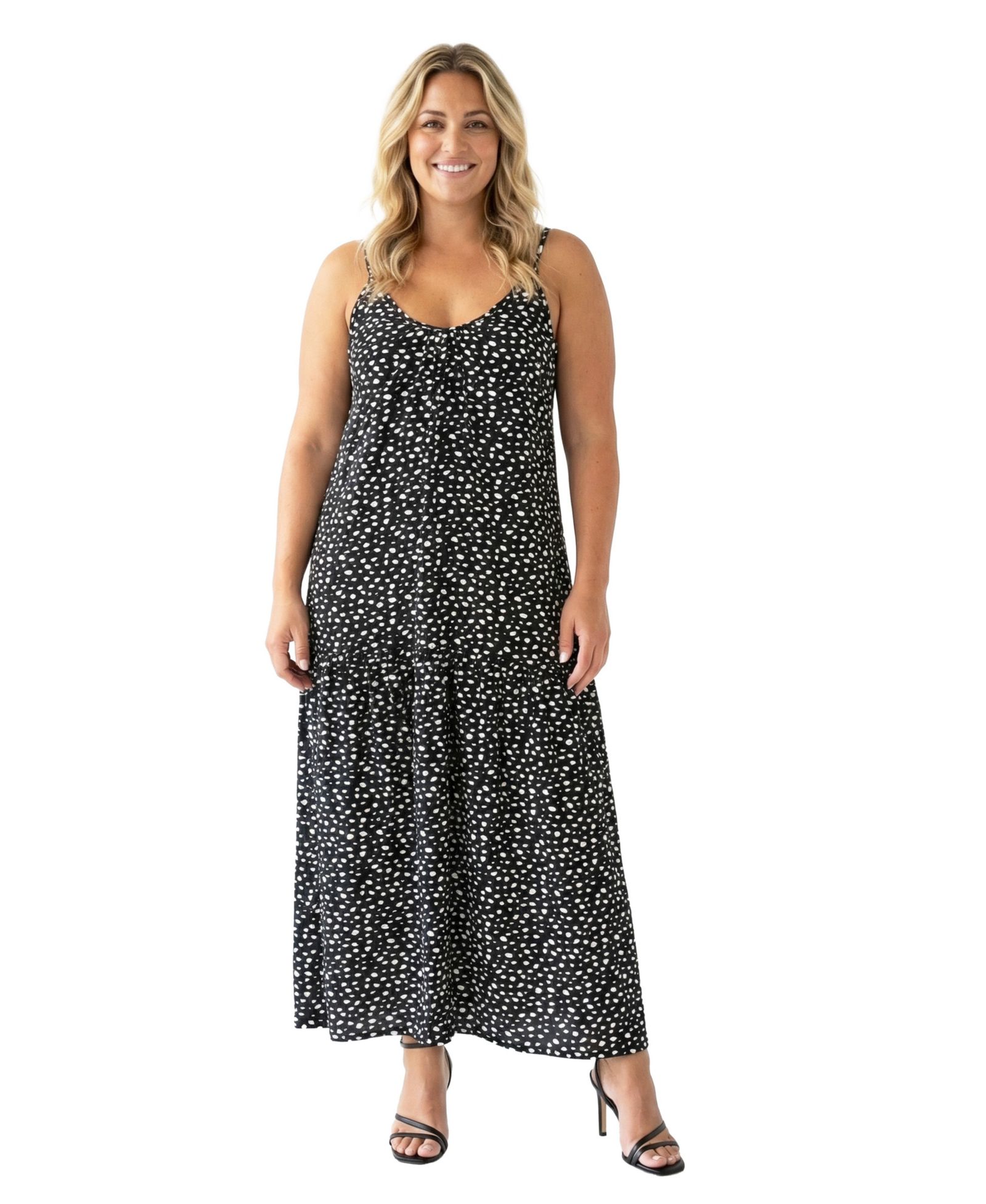 Платье 24seven Comfort Apparel Plus Size Essential Curvy Dot Print Scoop Neck