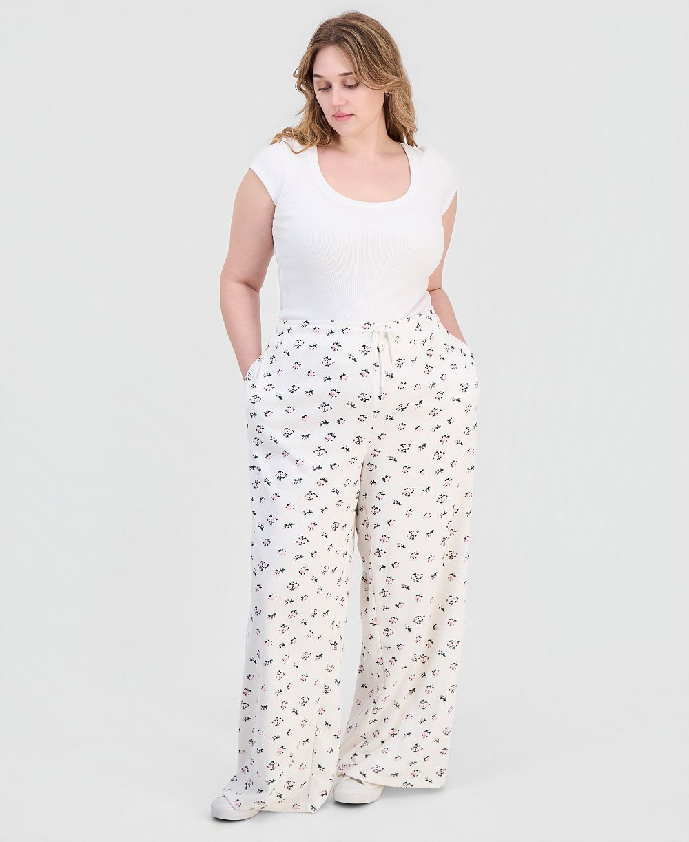 Rebel Veil Trendy Plus Size Wide-Leg Drawstring Sweatpants