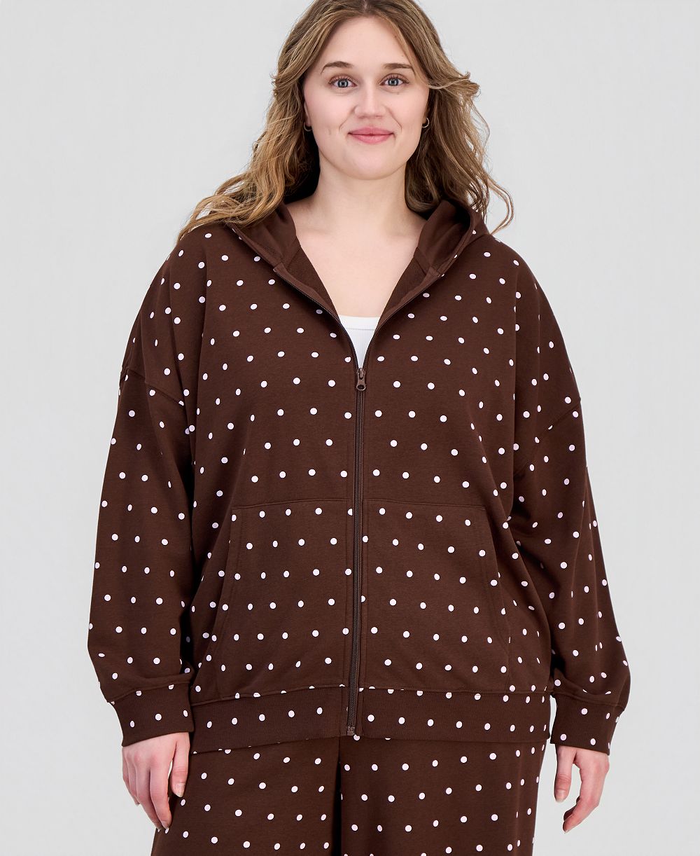Rebel Veil Trendy Plus Size Drop-Shoulder Zippered худи