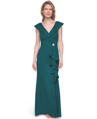Женское вечернее платье Jessica Howard Women's Scuba V-Neck Gown