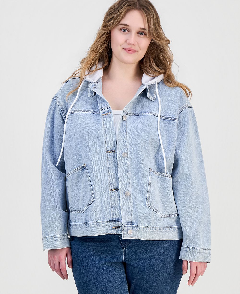 Модная джинсовая куртка Madden Girl Plus Size с капюшоном