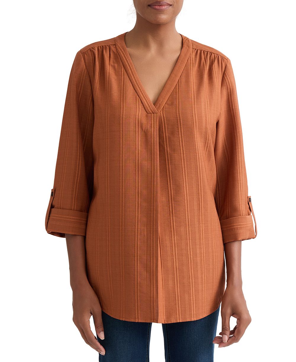 Женский топ Jones New York V-Neck Pleated-Front Jacquard