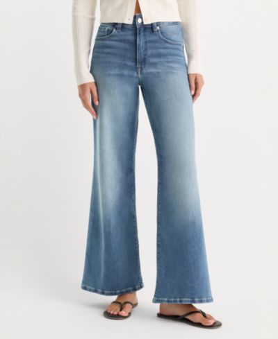 Good American Women's Soft Tech Good Waist Palazzo Ankle Jeans