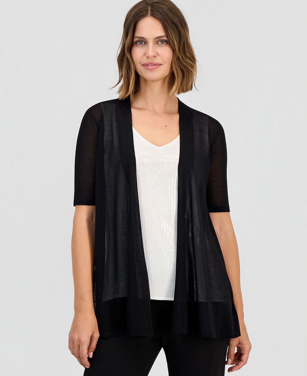 Кардиган Anne Klein Petite Short-Sleeve Open-Front Semi-Sheer