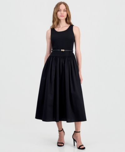 Платье Anne Klein Petite Dropped-Waist Scoop-Neck с поясом