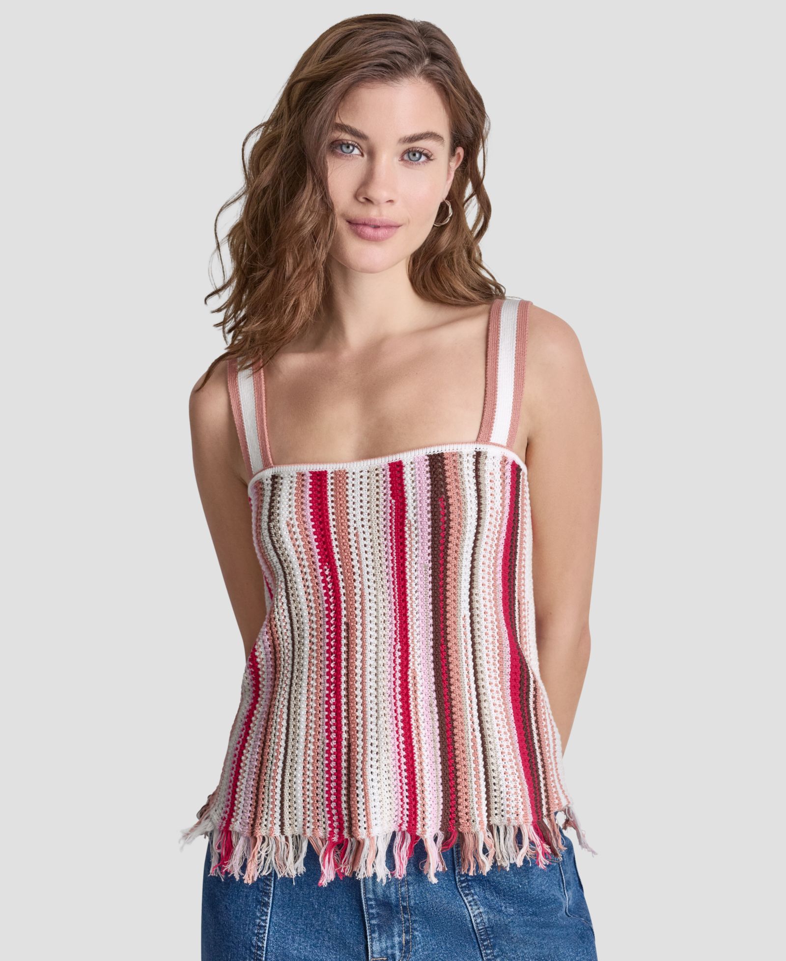 Топ-бендо DKNY Jeans Petite Pointelle Stitch Striped Sleeveless